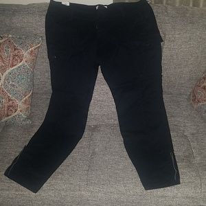 Black Cargo Skinny Low Rise Pants